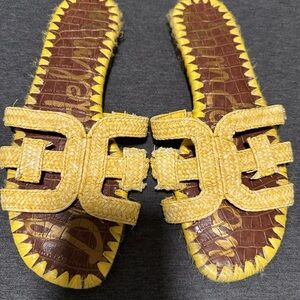 Sam Edelman Yellow and Brown Woven Sandals